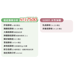 UJX01. 單項檢查-癌症篩檢分析(女性)
