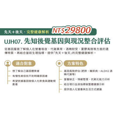 UJH07. 先知後覺基因與現況整合評估